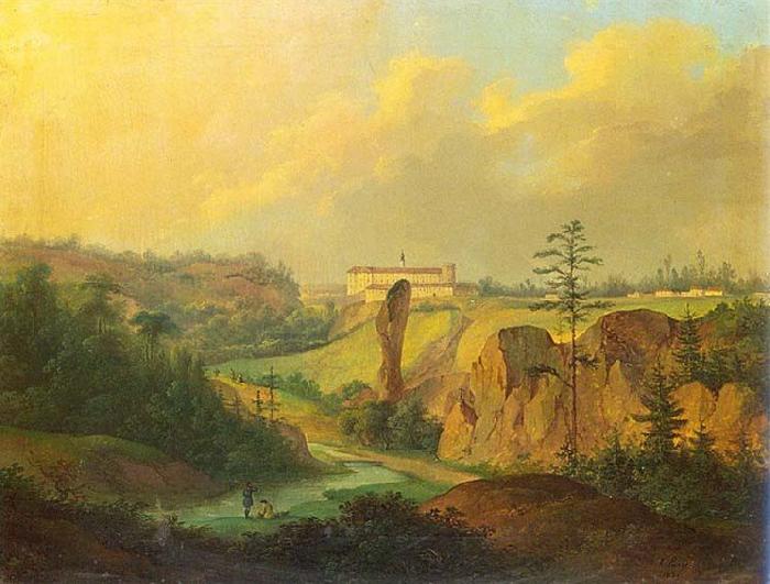Antoni Lange View from Ojcow - View of Pieskowa Skala Castle. oil painting image